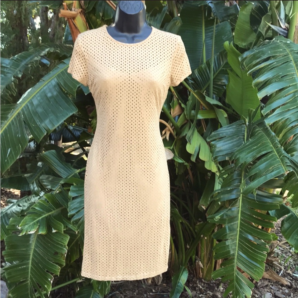 Bisou Bisou Faux Suede Bodycon Midi Dress 💫 Size 10